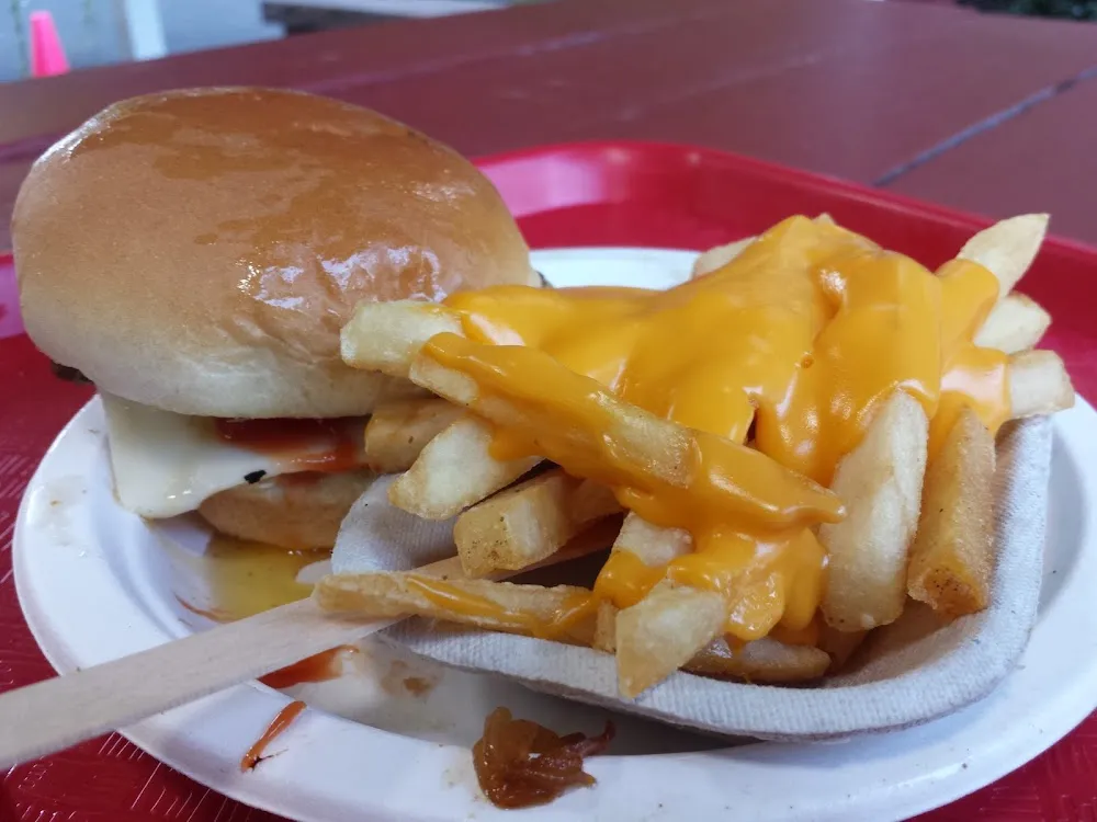 Cheese Burger and Cheddar Fries